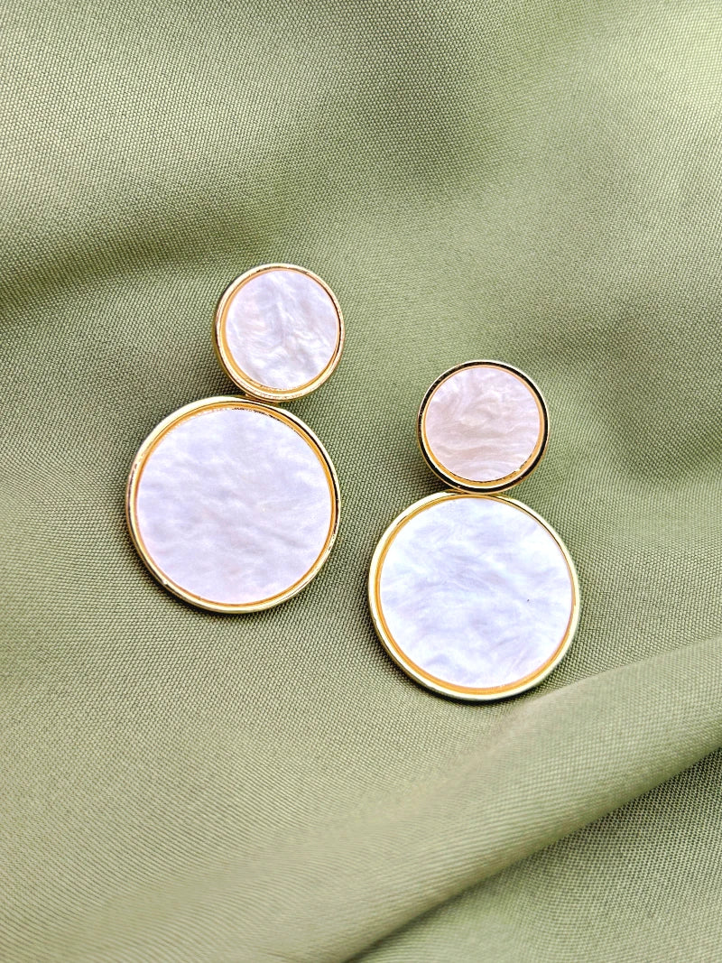 Golden Hanging Elegant Earrings - Cream - Bojoya Jewellery