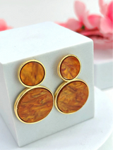 Golden Hanging Elegant Earrings - Brown - Bojoya Jewellery