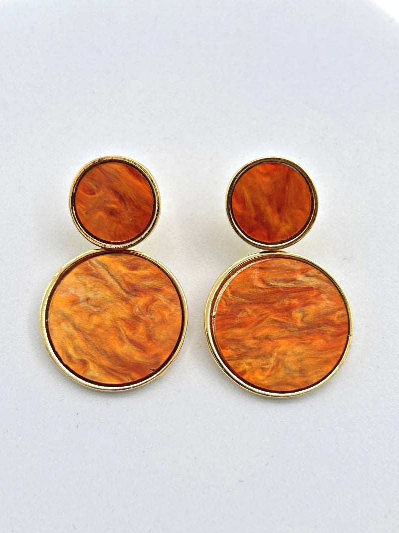 Golden Hanging Elegant Earrings - Brown - Bojoya Jewellery