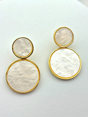 Golden Hanging Elegant Earrings - Cream - Bojoya Jewellery