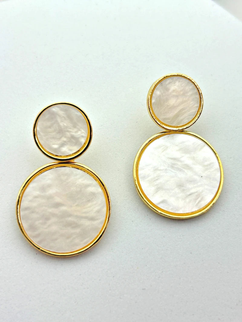 Golden Hanging Elegant Earrings - Cream - Bojoya Jewellery