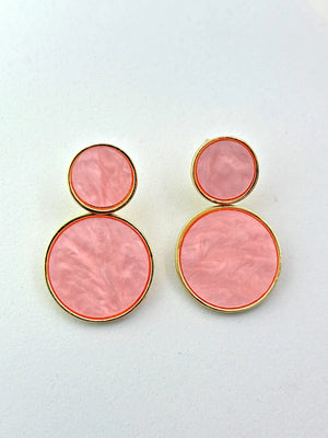 Golden Hanging Elegant Earrings - Pink - Bojoya Jewellery