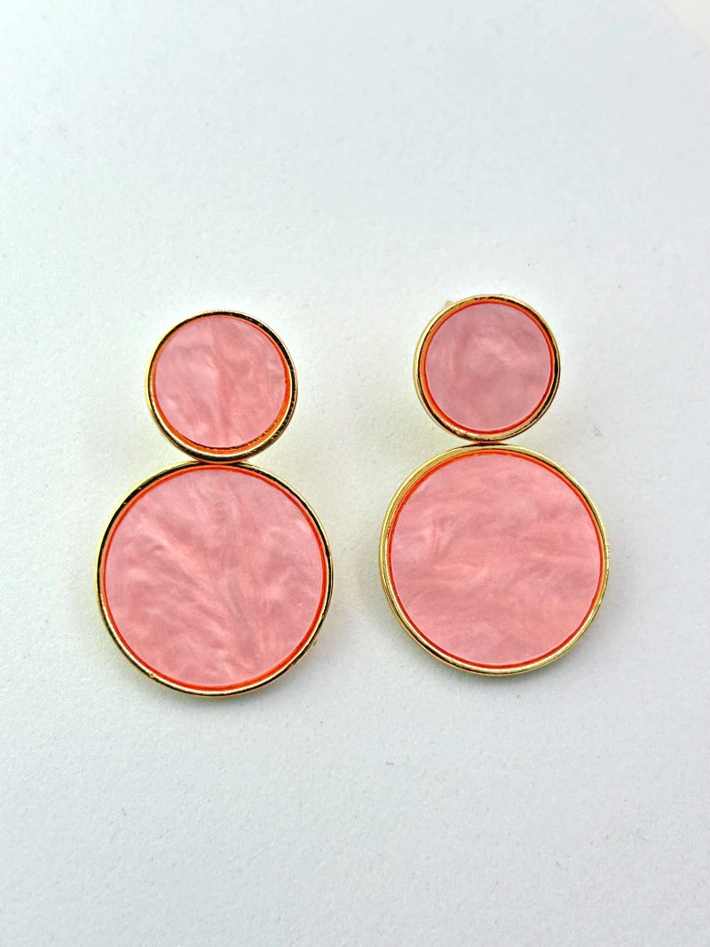 Golden Hanging Elegant Earrings - Pink - Bojoya Jewellery