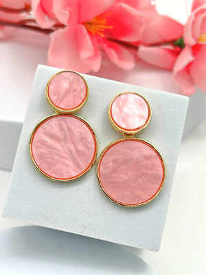 Golden Hanging Elegant Earrings - Pink - Bojoya Jewellery