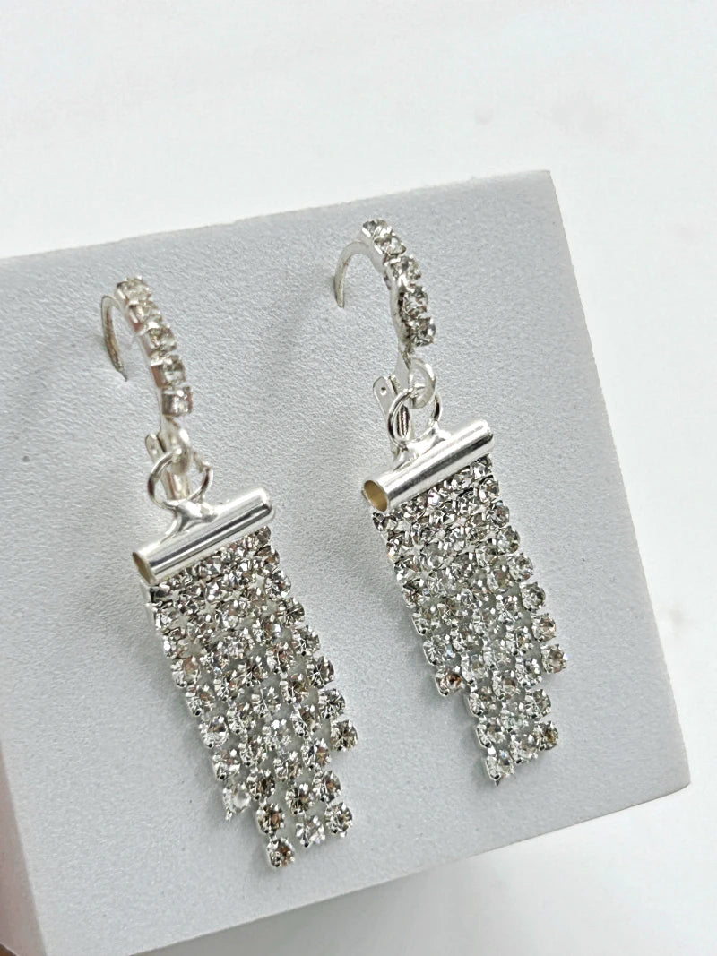 Cz Stone Hoop Dangler Earrings - Bojoya Jewellery