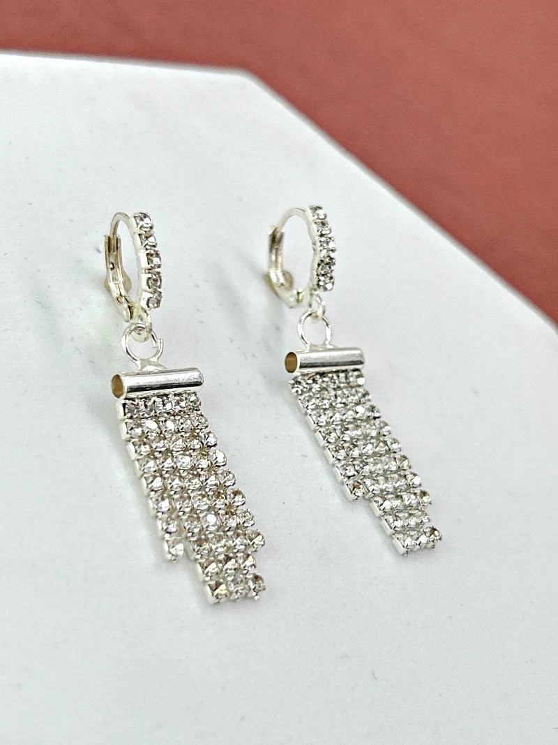 Cz Stone Hoop Dangler Earrings - Bojoya Jewellery