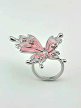 Butterfly Statement Ring Adjustable Pink