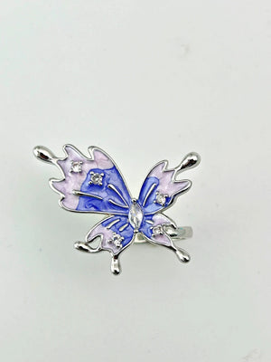 Butterfly Statement Ring Adjustable Lavender - Bojoya Jewellery