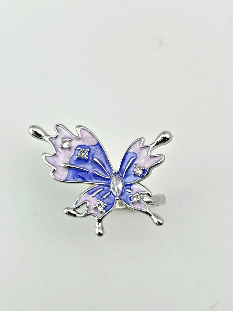 Butterfly Statement Ring Adjustable Lavender - Bojoya Jewellery