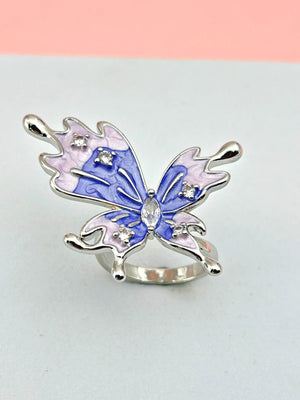 Butterfly Statement Ring Adjustable Lavender - Bojoya Jewellery
