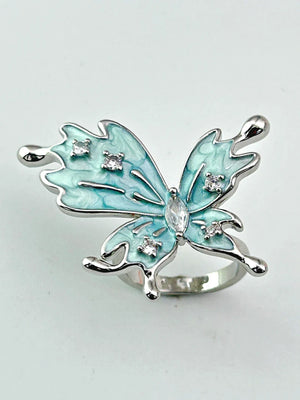 Butterfly Statement Ring Adjustable Blue - Bojoya Jewellery