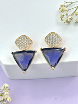Purple Triangle CZ Dangle Earrings