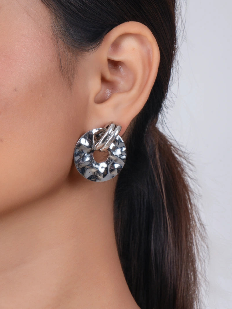 Chunky Silver Hanging Statement Earrings